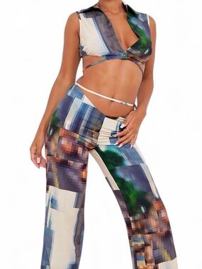 PLT Abstract pant set - skyline print